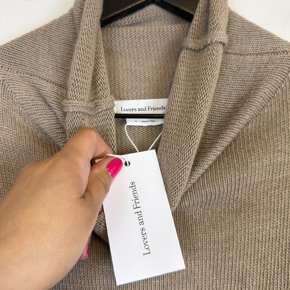 NWT Lovers + Friends Noah Mini Sweater Dress Turtleneck Taupe Beige - XS - Picture 4 of 9